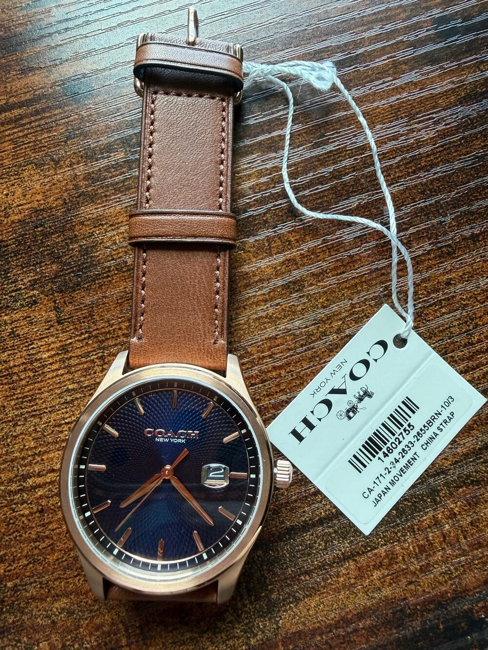 COACH Men's Oliver Saddle Leather Calfskin Strap Watch